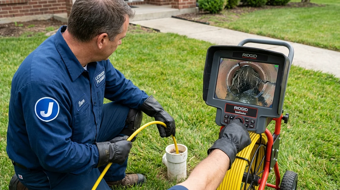 Sewer camera inspection being performed by Johns Plumbing LLC in Combined Locks